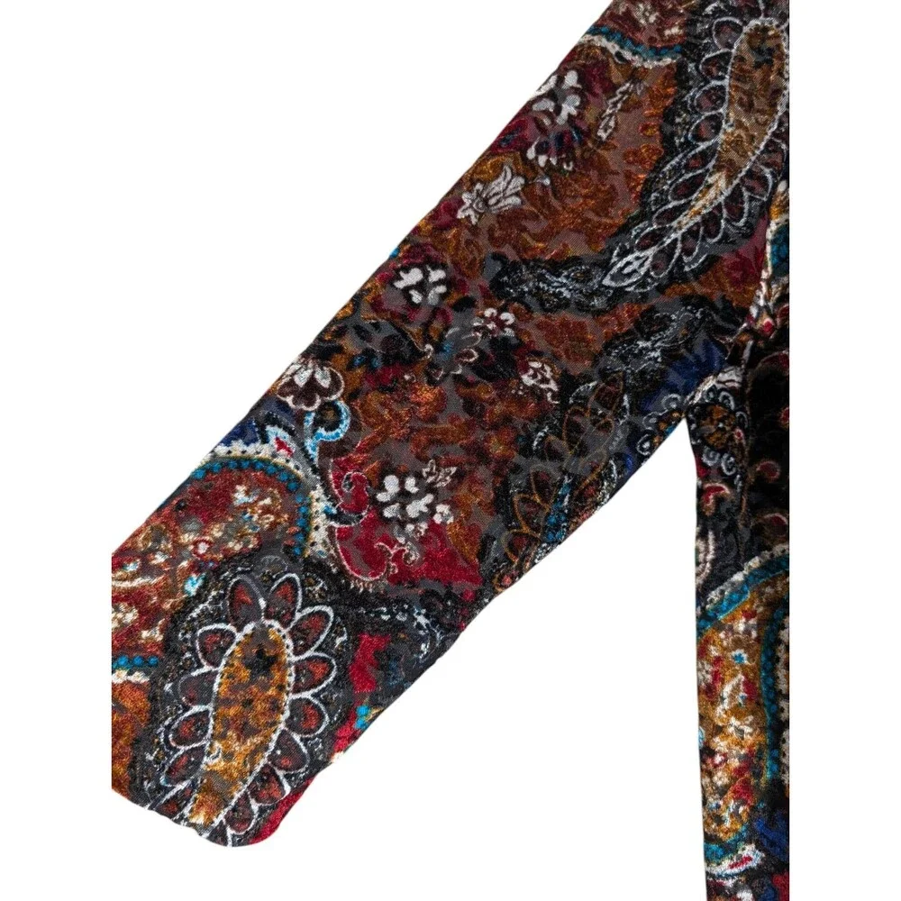 Slinky Brand Paisley Burnout Velvet Cardigan Size L